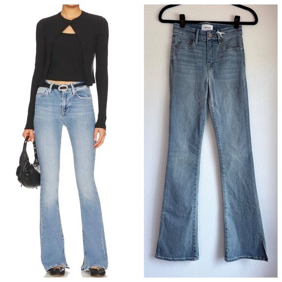 NWOT FRAME Denim Le Super High Mini Boot Jeans in Grenoble Wash Size 24 - Picture 1 of 12